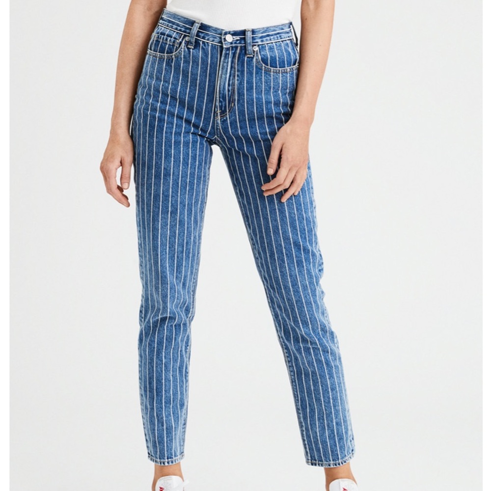 American Eagle Retro Striped Mom Jeans